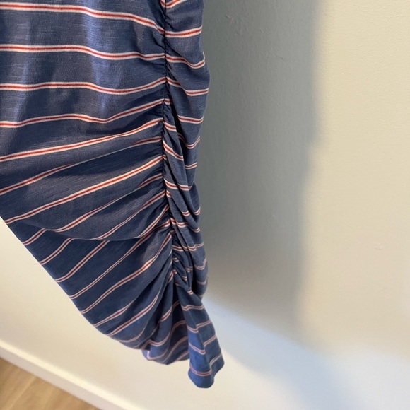 Anthropologie Sundry Striped V Neck Ruched Dress - Picture 4 of 11